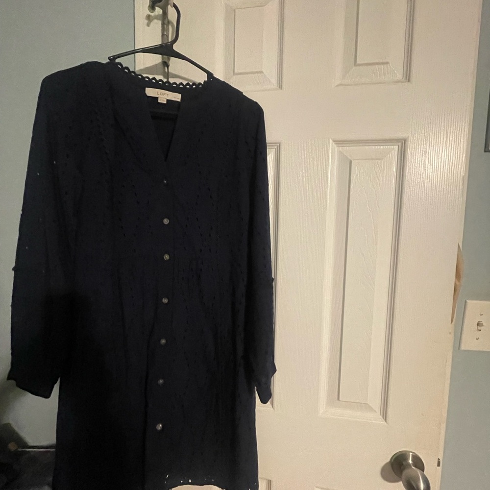 New without tags navy eyelet loft dress